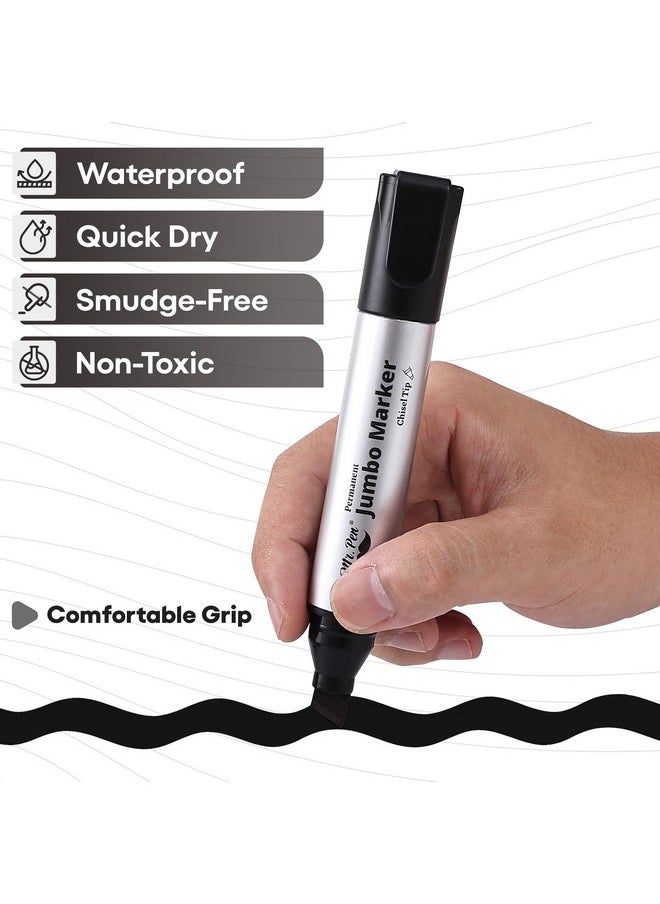 Mr. Pen - - Jumbo Permanent Markers, 4 Pack, Chisel Tip, Black Markers Permanent, Permanent Markers Black Markers, Thick Permanent Marker, Thick Markers, Jumbo Markers, Large Markers, Wide Tip Markers - Image 1