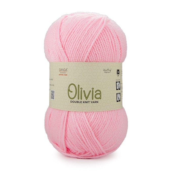 ACRYLIC OLIVIADOUBLE KNIT YARN HAND KNITTINGCROCHET YARN OEKOTEX CLASS 1 CERTIFIED PACK OF 2 BALLS100GMS EACH SHADE NOOLV009 BABY PINK