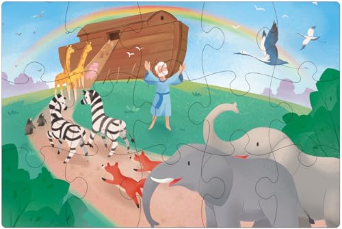 MoinKidz Bible Puzzles for Kids 4in1 Wooden Jigsaw Puzzles in Box 15 Piece Each Christian Religious Toys for Kids Noahs Ark Daniel in The Lions Den David and Goliath Old Testament - Image 5