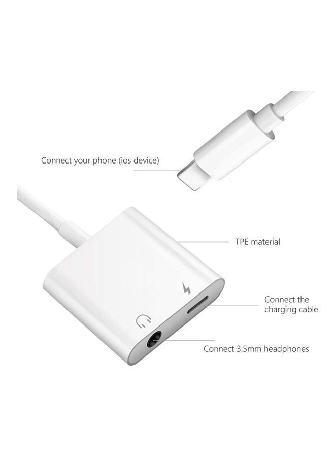 NIBEMINENT Fast Charging and Headphone Adapter for Apple iPhone White - Image 2