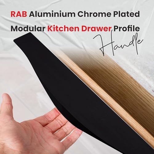 RAB Handle Aluminium Kitchen And Office Drawer/Cabinet/Door/Wardrobe (Code:- Hand F 125 Black, 10, Black, Pull Handle) - Image 3
