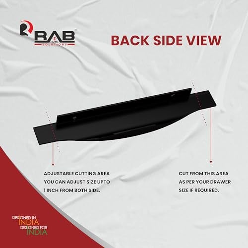 RAB Handle Aluminium Kitchen And Office Drawer/Cabinet/Door/Wardrobe (Code:- Hand F 125 Black, 10, Black, Pull Handle) - Image 5