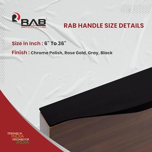 RAB Handle Aluminium Kitchen And Office Drawer/Cabinet/Door/Wardrobe (Code:- Hand F 125 Black, 10, Black, Pull Handle) - Image 4