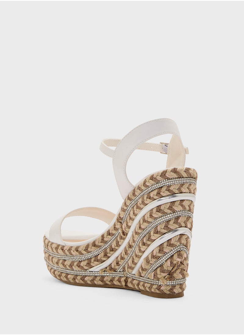 Truffle - Ankle Strap Diamante Wedge Sandal - Image 1