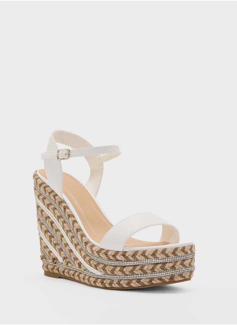 Truffle - Ankle Strap Diamante Wedge Sandal - Image 1