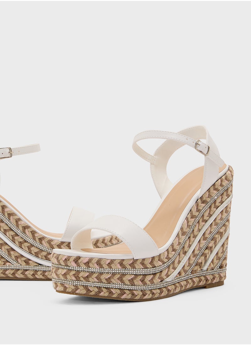 Truffle - Ankle Strap Diamante Wedge Sandal - Image 1