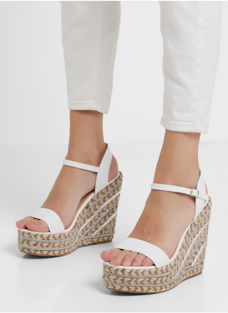 Truffle - Ankle Strap Diamante Wedge Sandal - Image 1