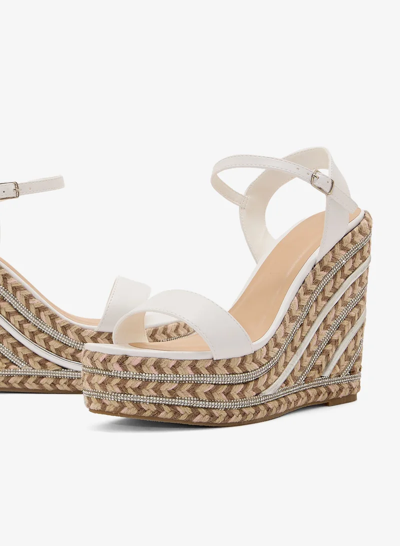 Truffle Ankle Strap Diamante Wedge Sandal