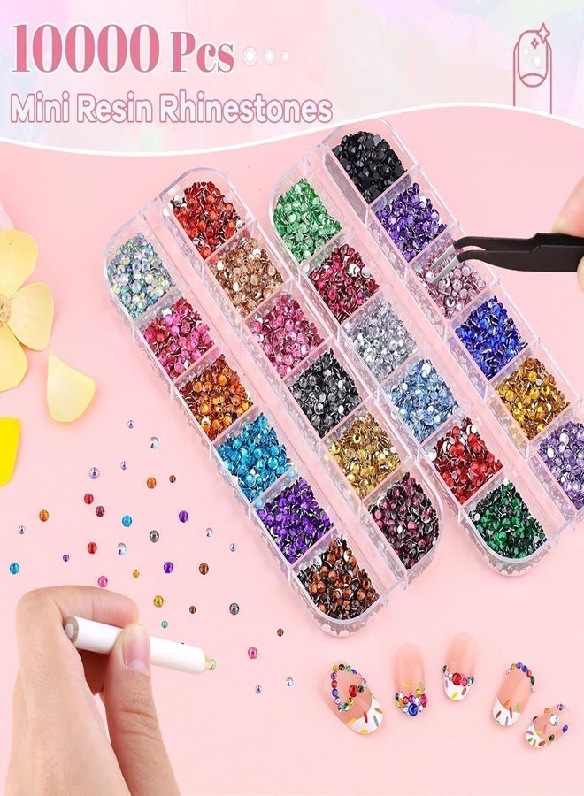 DOLOLO 2 Packs of Small Rhinestones Kit for Nail Art, Crystal Colorful 2/3MM Flatback Bedazzling Gems, Nail Rhinestones and Gems Crystals Charms for Acrylic Tips Manicure Decor - Image 2