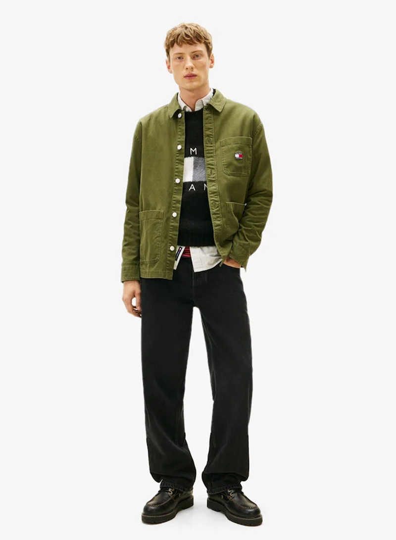 TOMMY JEANS  Oversized Fit Patch Pocket Overshirt for Men | Best Price UAE
