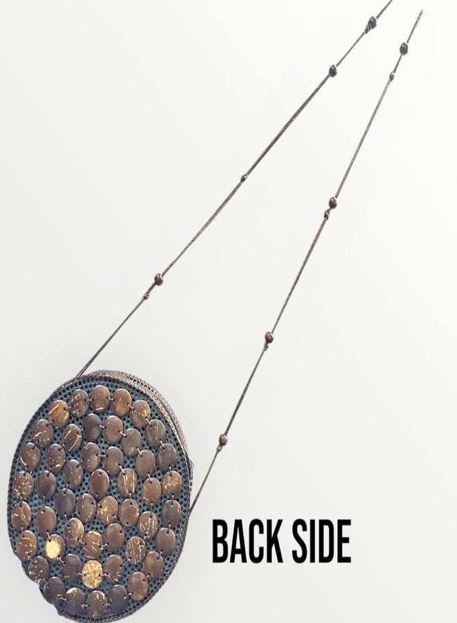 CROWNNIMREET Coconut Shell Beaded Sling Crossbody Long Strap Purse Bag For Beach Bags | Cross Body Long Strap Purse | Handmade Natural Style| Hanging Purse Sling Bag (Designer3) - Image 3