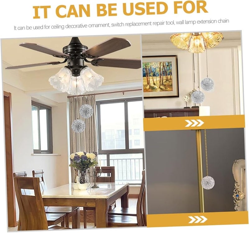 قطعتان من إكسسوارات مصباح الثريا المزخرفة لسلسلة سحب مروحة السقف المذهبة بالخرز - Image 5