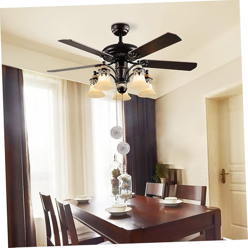 قطعتان من إكسسوارات مصباح الثريا المزخرفة لسلسلة سحب مروحة السقف المذهبة بالخرز - Image 4