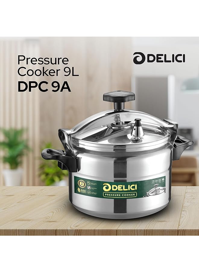 DELICI Aluminium Pressure Cooker, Pressure Pot, Arabic Cooker,Safety Lock,Silver,2 Year Warranty  (9,7,11 Liters) - Image 2