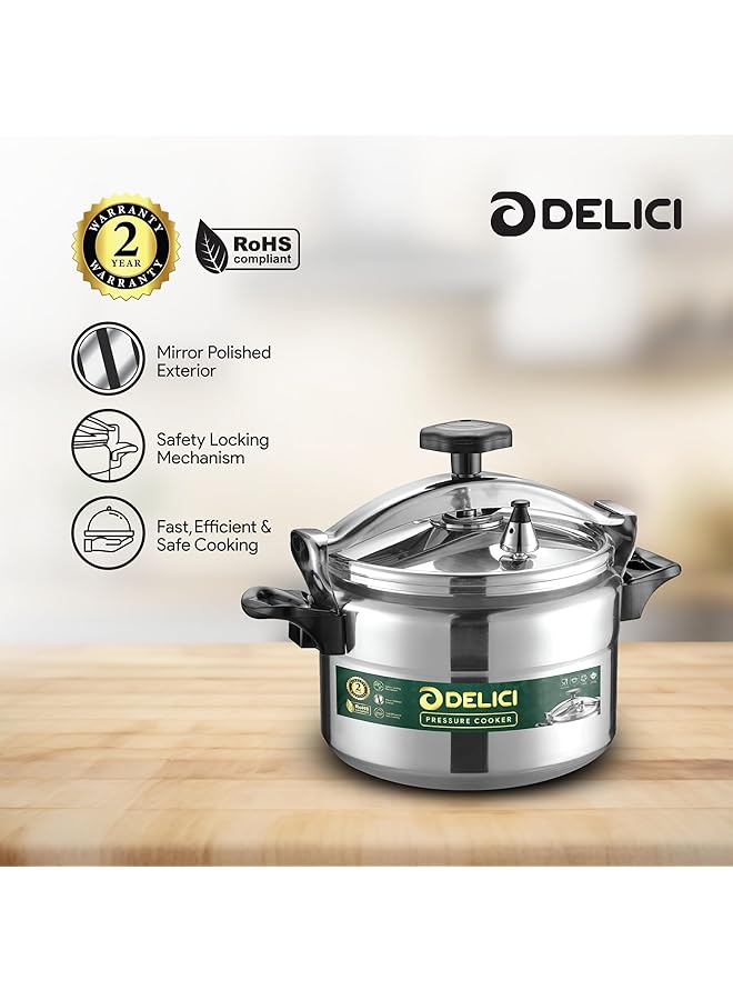 DELICI Aluminium Pressure Cooker, Pressure Pot, Arabic Cooker,Safety Lock,Silver,2 Year Warranty  (9,7,11 Liters) - Image 3