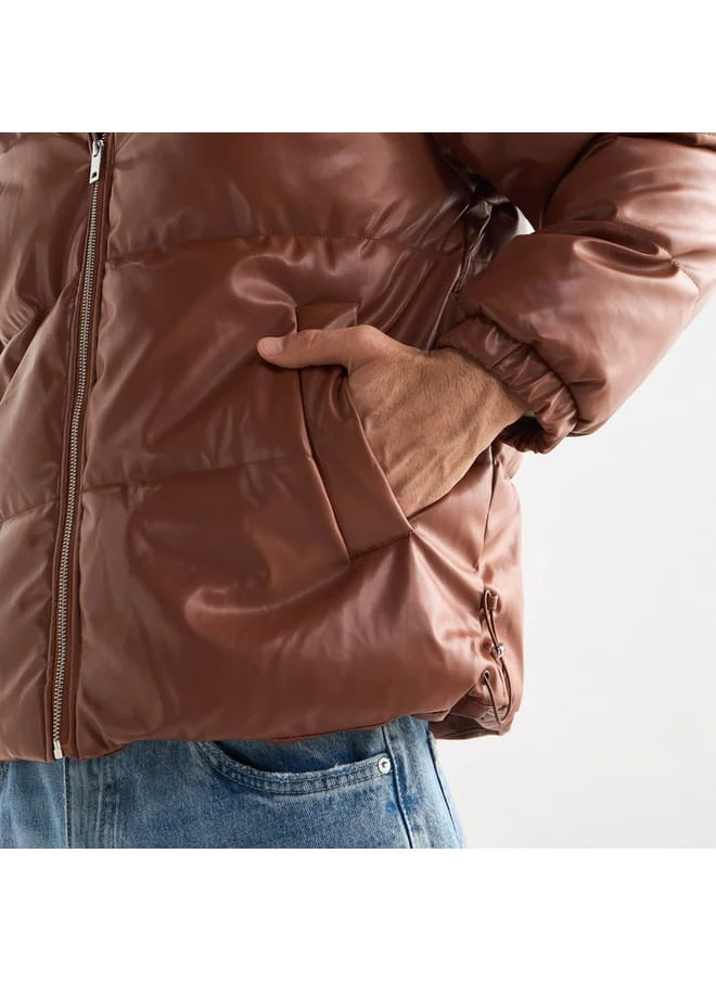 FAV Quilted Puffer Jacket with Long Sleeves and Zip Closure