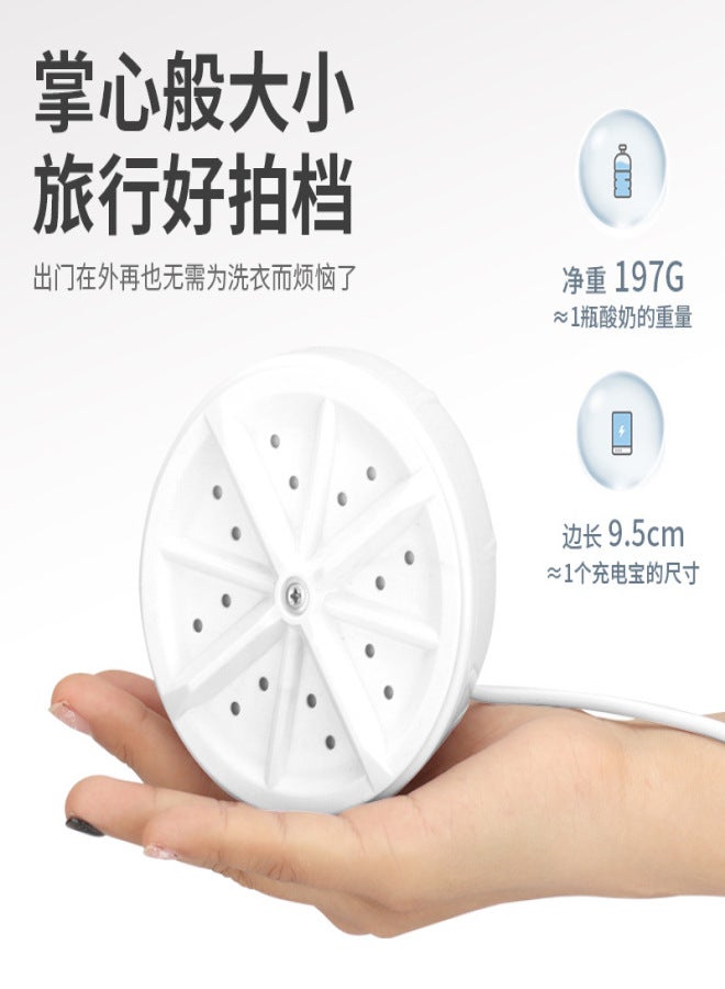 Cross-border new ultrasonic turbo washing machine dormitory must-have washer turbo bubble spinning mini washing machine White - Image 3
