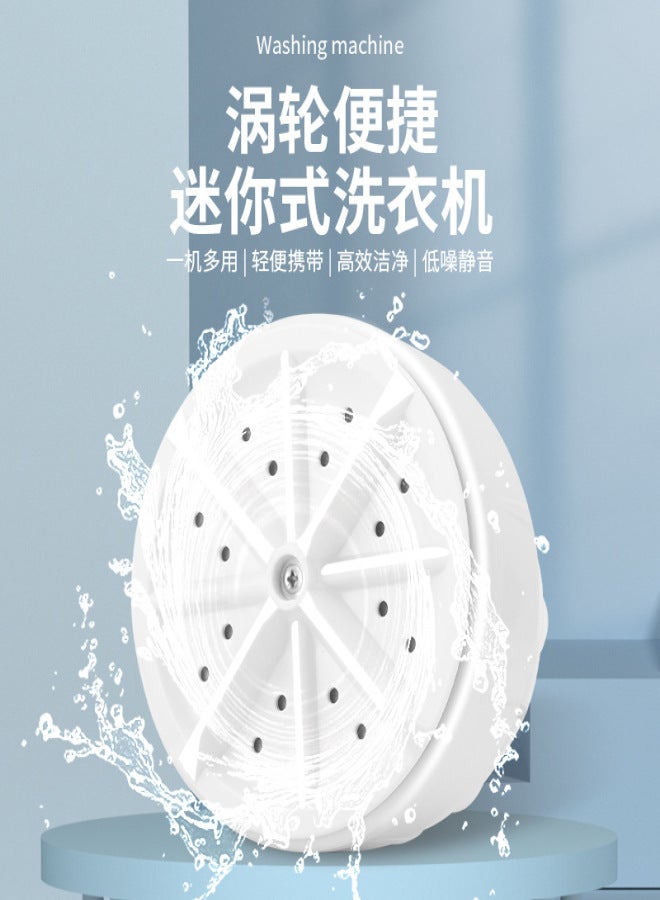 Cross-border new ultrasonic turbo washing machine dormitory must-have washer turbo bubble spinning mini washing machine White - Image 2