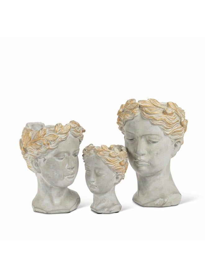 Abbott Collection Aphrodite Head Planter – Large Indoor and Outdoor Planter Pots - Whimsical Woman Statue Head Planter for Flowers and Succulents (10 inch, Grey/Gold) - Image 4