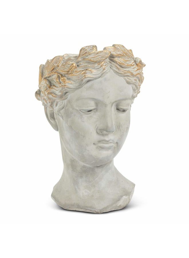 Abbott Collection Aphrodite Head Planter – Large Indoor and Outdoor Planter Pots - Whimsical Woman Statue Head Planter for Flowers and Succulents (10 inch, Grey/Gold) - Image 1