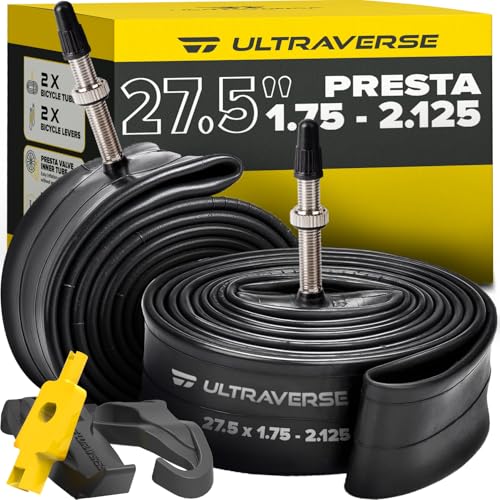 Ultraverse 27.5" Bike Inner Tubes 27.5 x 1.75, 1.95, 2.10, 2.125 – Butyl Rubber Bicycle Tubes with Presta Valve (FV48) – Compatible with Mountain, Hybrid, Gravel & City Bikes – Set of 2 - Image 1
