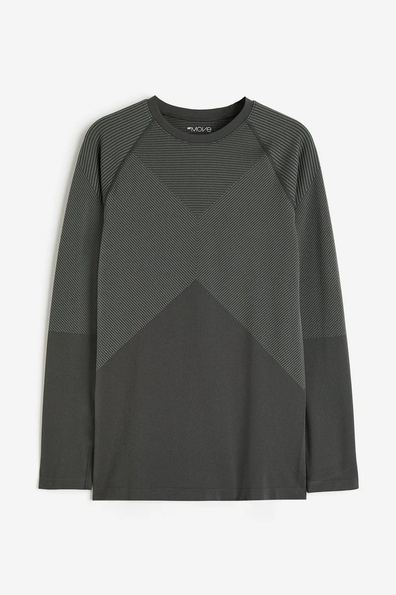 اتش اند ام بلوزة رياضية بدون درزات من قماش دراي موف