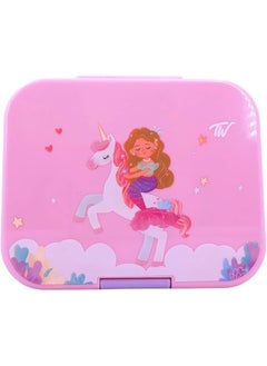 TINY WHEEL 4 Compartments Unicorn Bento Box Pink 9841  - Image 1