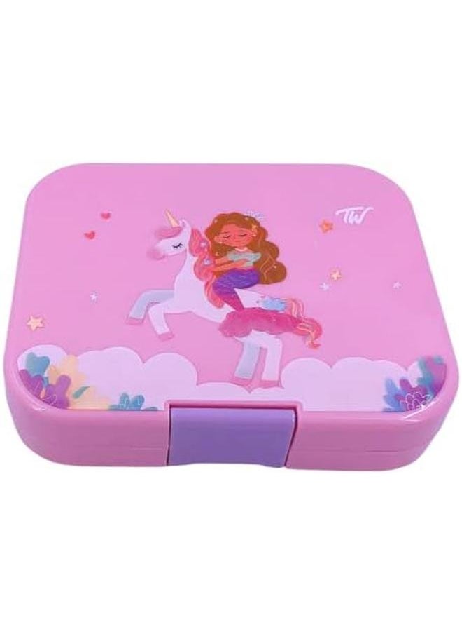 TINY WHEEL 4 Compartments Unicorn Bento Box Pink 9841  - Image 3
