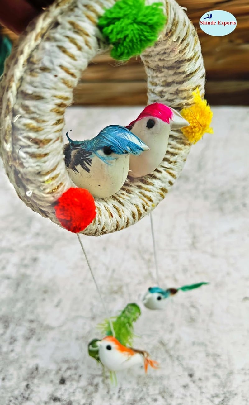 SHINDE EXPORTS SHINDE EXPORTS Decorative Artificial Birds Nest Hanging Made of Natural GrassJute Best for Balcony Home Decor and Gifting Jute Ring Hanging - Image 5