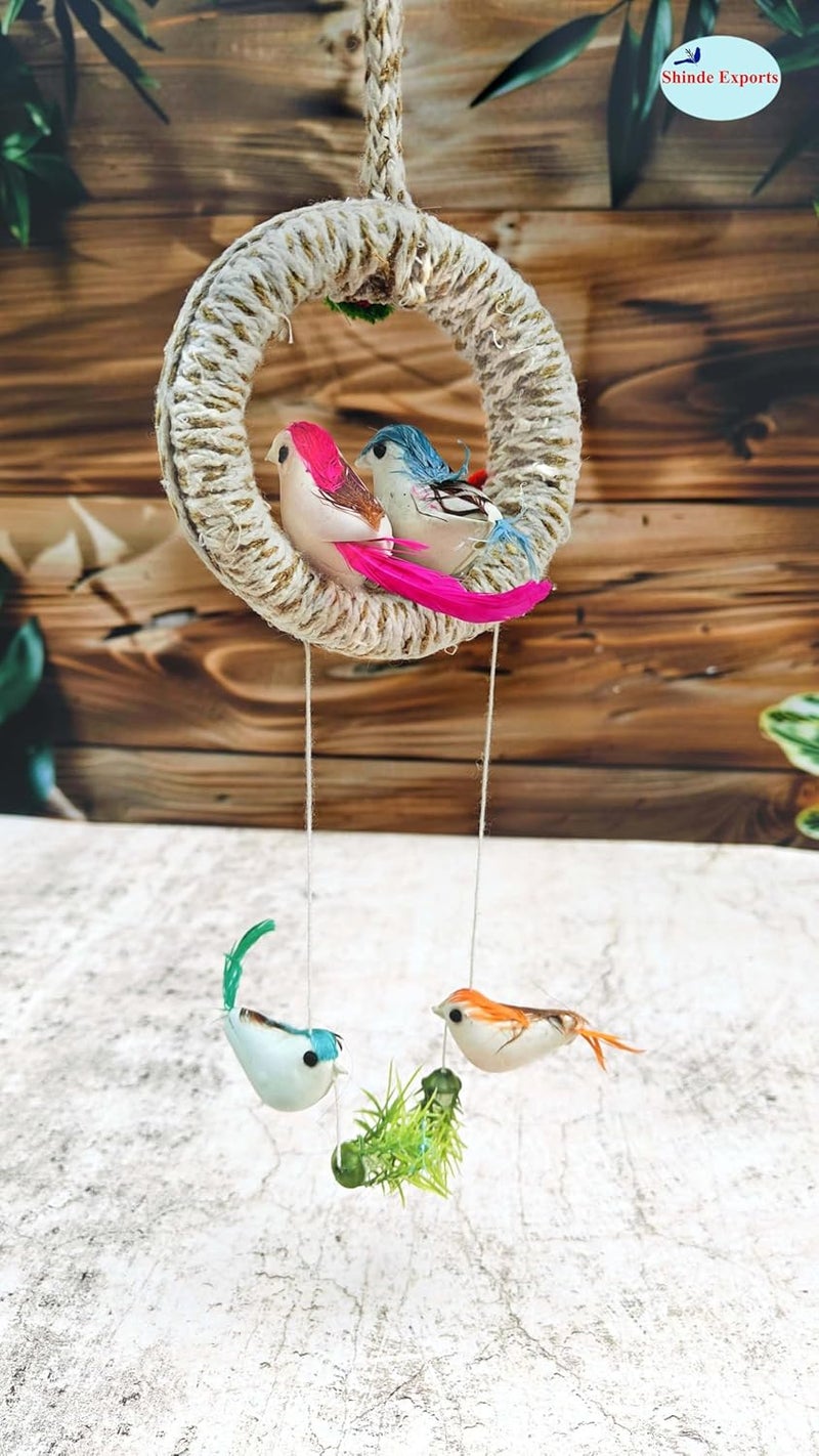 SHINDE EXPORTS SHINDE EXPORTS Decorative Artificial Birds Nest Hanging Made of Natural GrassJute Best for Balcony Home Decor and Gifting Jute Ring Hanging - Image 3