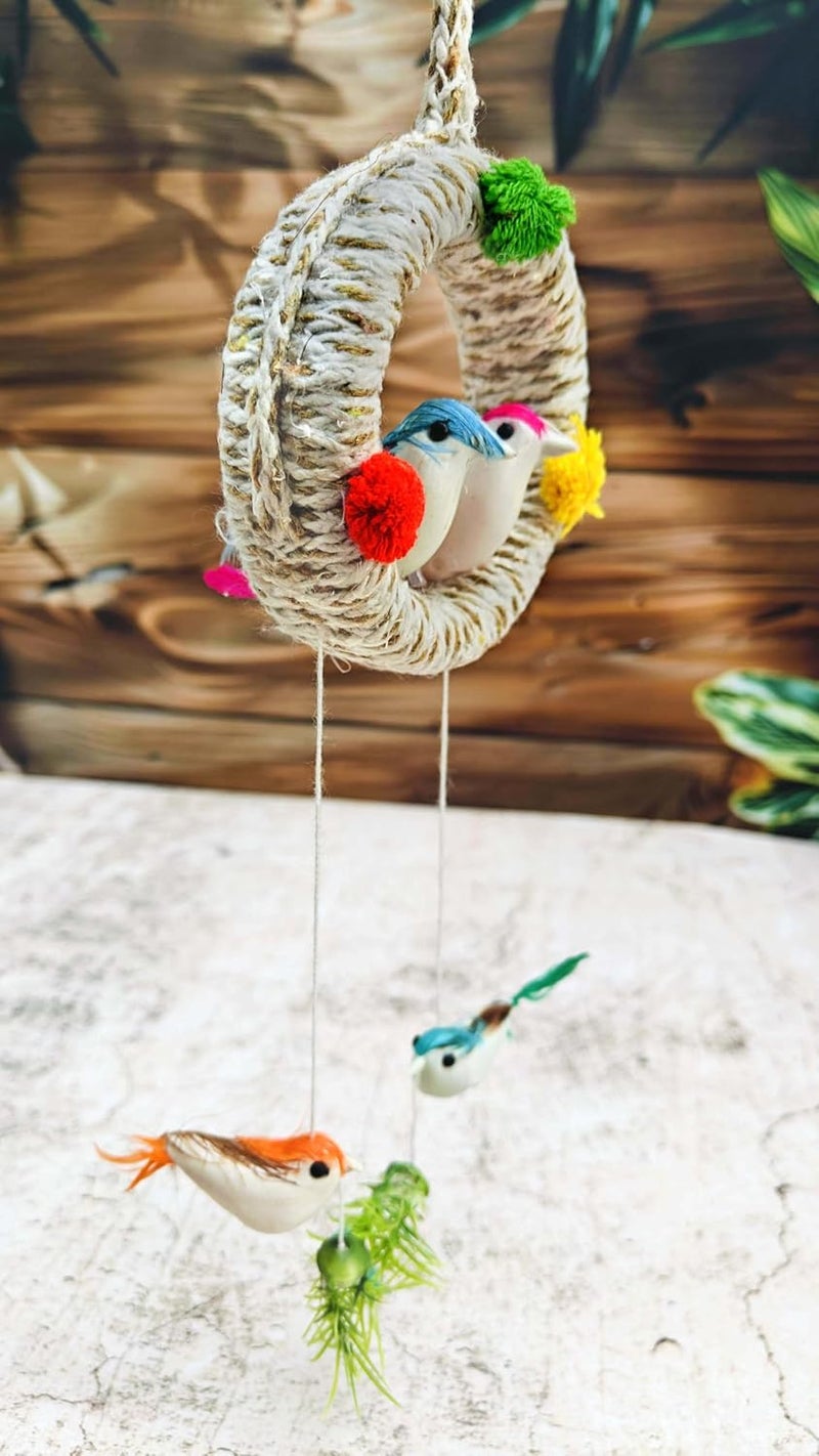 SHINDE EXPORTS SHINDE EXPORTS Decorative Artificial Birds Nest Hanging Made of Natural GrassJute Best for Balcony Home Decor and Gifting Jute Ring Hanging - Image 1