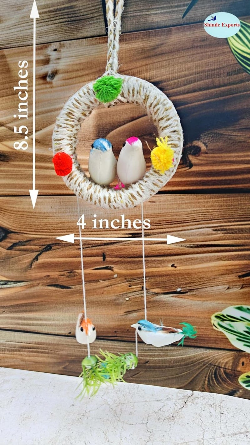 SHINDE EXPORTS SHINDE EXPORTS Decorative Artificial Birds Nest Hanging Made of Natural GrassJute Best for Balcony Home Decor and Gifting Jute Ring Hanging - Image 2