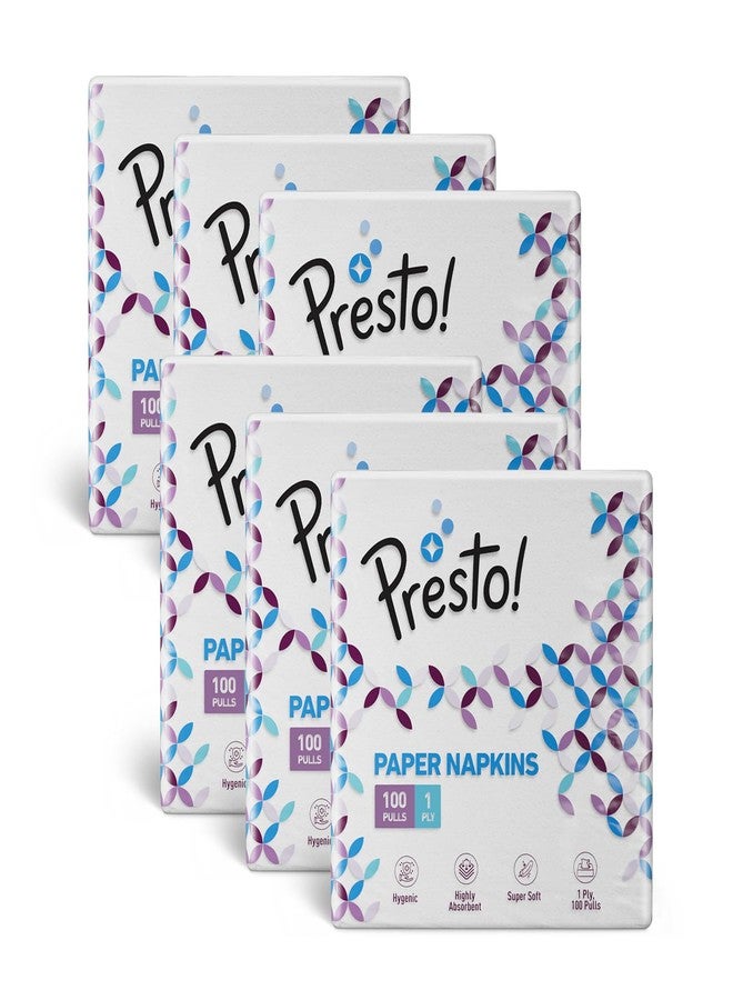 Presto! Amazon Brand - Presto! 1 Ply Tissue Paper Napkin | 600 Pulls | 100 Pulls X 6 Packs | 100% Natural Virgin Cellulose Fiber - Image 1
