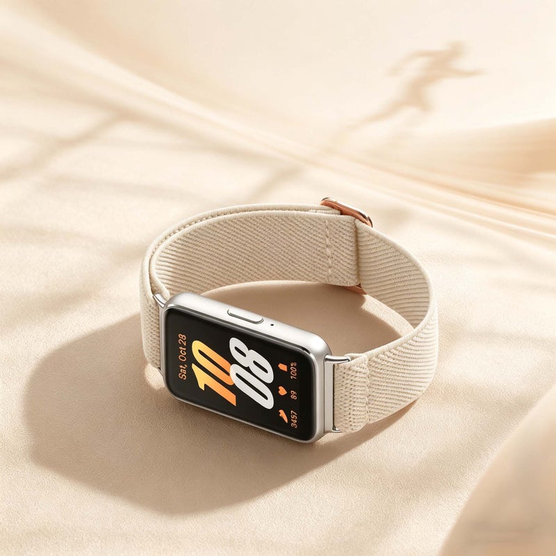 سوار بديل نايلون للرياضة قابل للتعديل ومرن يتوافق مع Galaxy Fit 3، لون أخضر إبرة الصنوبر، للنساء والرجال - Image 2