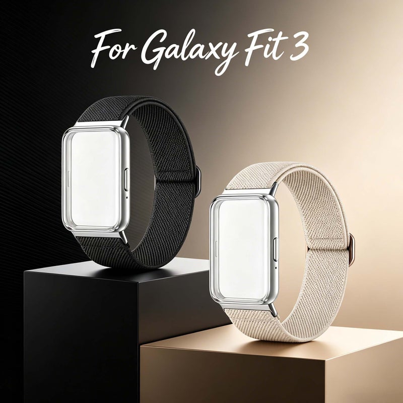 سوار بديل نايلون للرياضة قابل للتعديل ومرن يتوافق مع Galaxy Fit 3، لون أخضر إبرة الصنوبر، للنساء والرجال - Image 1