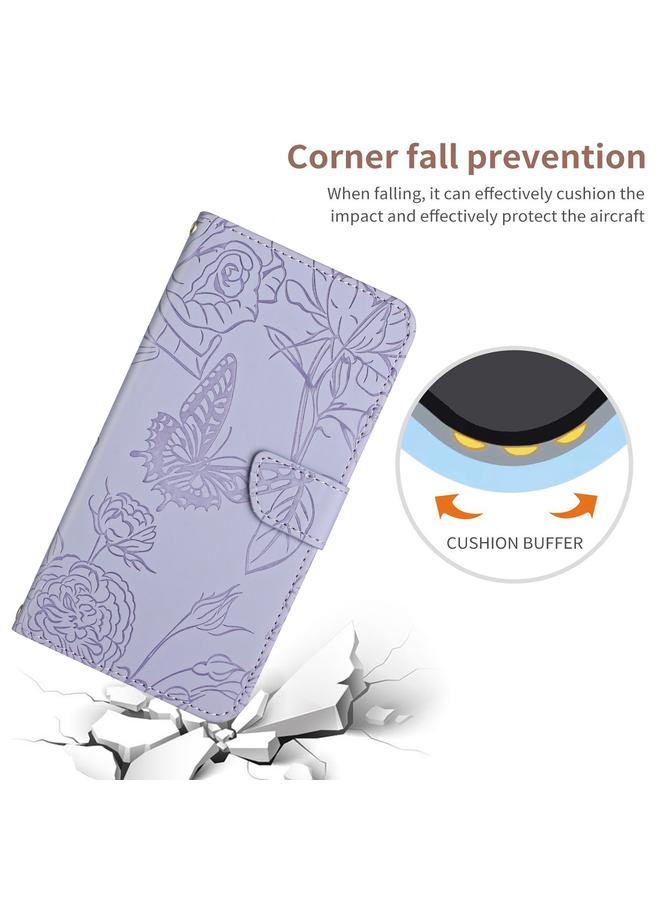 Green Tiger Case For Honor Magic4 Lite 5G Skin Feel Butterfly Peony Embossed Leather Phone Case - Image 5