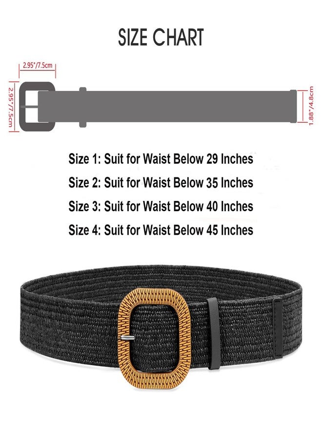 WHIPPY Set of 4 Straw Woven Elastic Stretch Waist Belts for Women, Fashion Boho Ladies Braided Skinny Dress Belt by WHIPPY - Image 4