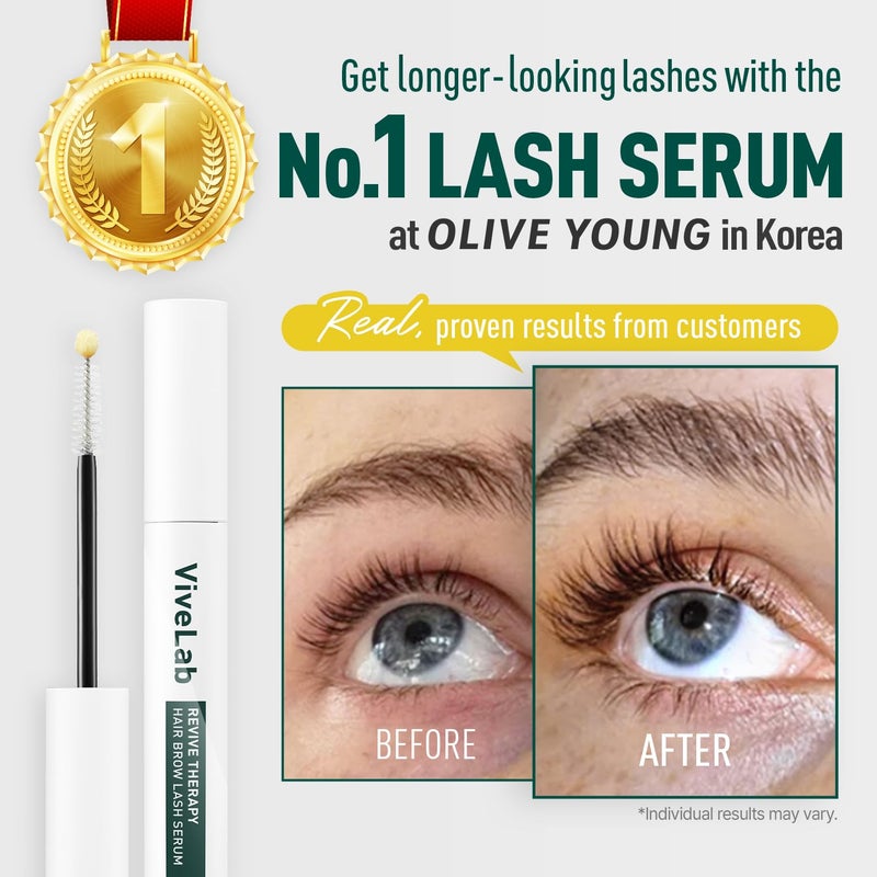 ViveLab Biotin Lash Serum - Eyelash and Eyebrow Growth Serum for Thicker, Fuller Lashes and Brows, Korean Dermatologist-Developed, 0.35oz - Image 2