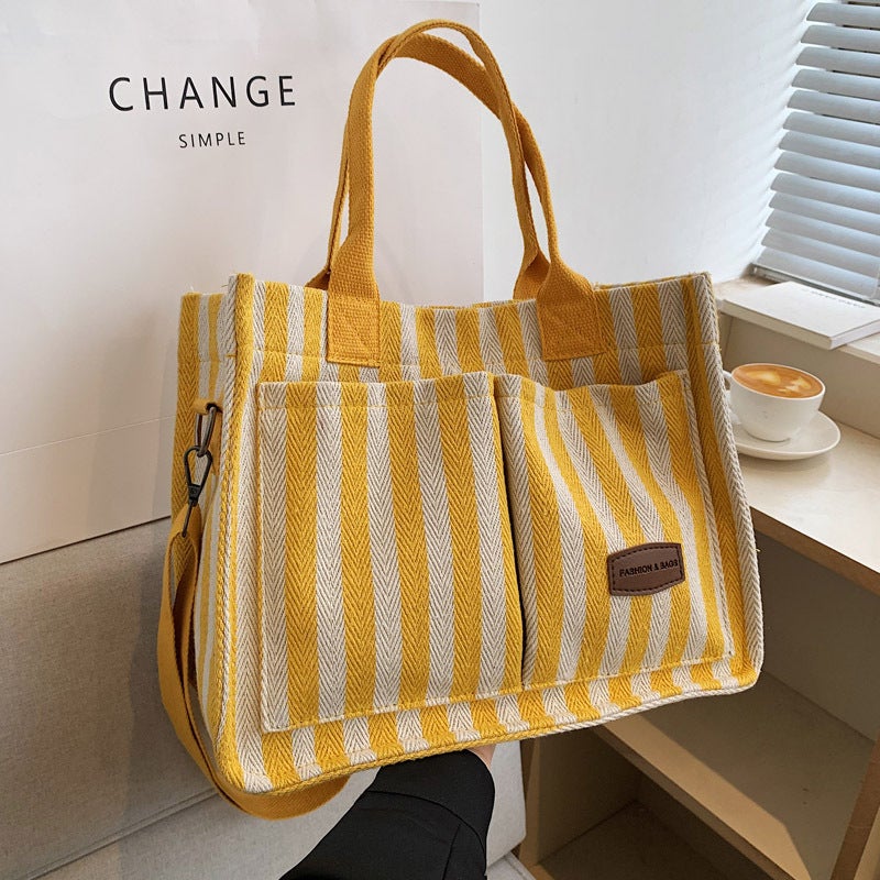 Stylish Fashionable Korean Style Women'S Bag 2023 New Arrival Hand Carrying Texture Shoulder Canvas Large Capacity Crossbody Tote Bag - Image 5