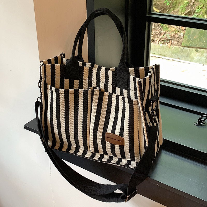 Stylish Fashionable Korean Style Women'S Bag 2023 New Arrival Hand Carrying Texture Shoulder Canvas Large Capacity Crossbody Tote Bag - Image 2