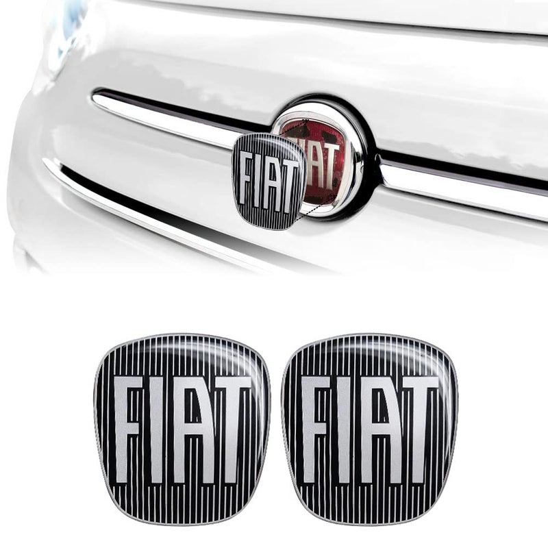 Fiat 14186A 3D Sticker, Black Logo Replacement for Fiat 500, 2 Pieces, Front and Rear - Image 1