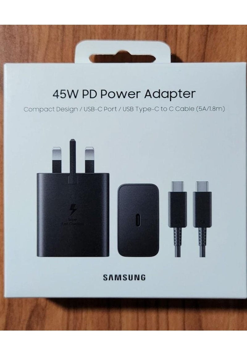 Generic - Fast Charger Compatible Samsung Galaxy S23, S23+, S22, S22Ultra, S22+, S21, S20, A32, A33, A53, A73, USB C Super Fast Charger Plug with 1.5m Type C Charging Cable - Image 1