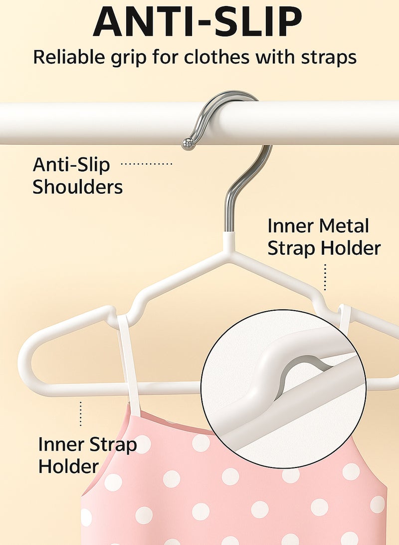 30-Piece Cloth Hangers Sturdy Non-Slip Flocking Cloth Hanger for Clothes - Space-Saving Adult Hangers with Chrome Hook, Strong Flocked Hangers for Dresses, Coats, Shirts, Jackets White  - Image 3