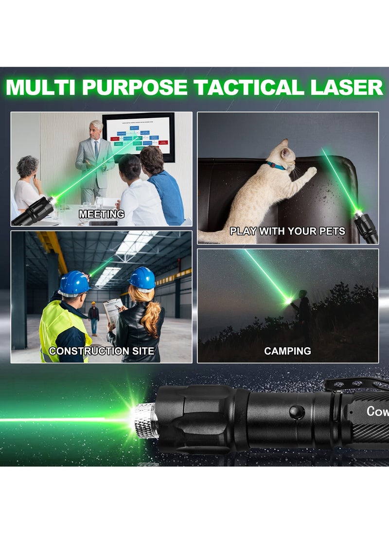 PESNCI - Long Range Green Pointer High Power, Pointer High Power with USB Charging Tactical Long Range for Indoor Meetings, Pet Exercising, Outdoor Camping, Astronomy - Image 1