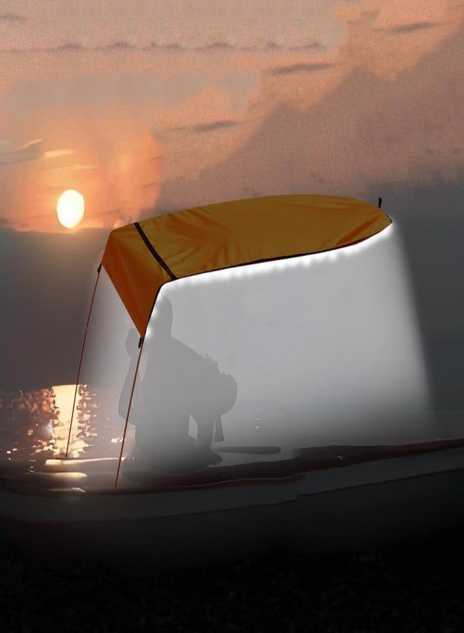 MOOCY LED Light Sun Shade Canopy for Kayak Canoe, Quick Installation (Sunshade with Light - Orange) - Image 1