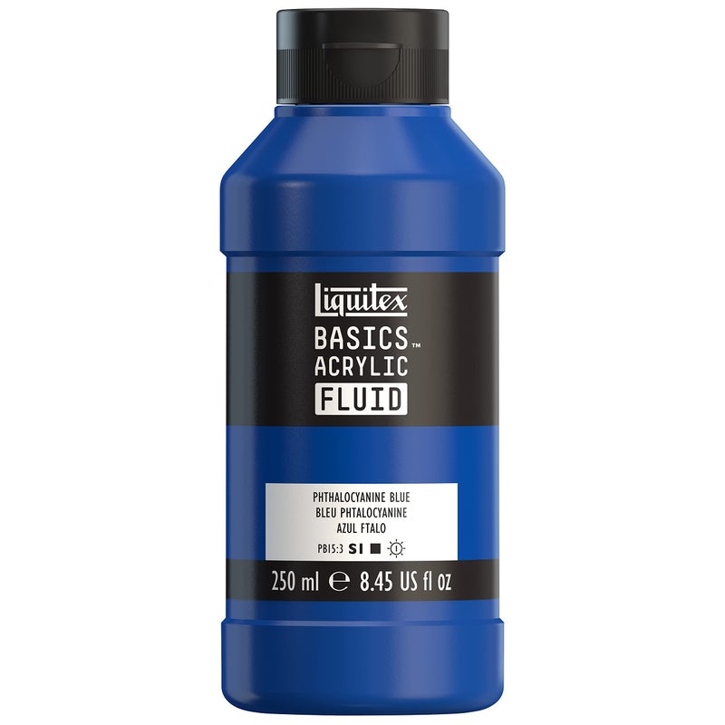 Liquitex BASICS Acrylic Fluid Paint 250ml 85oz Bottle Phthalocyanine Blue - Image 2