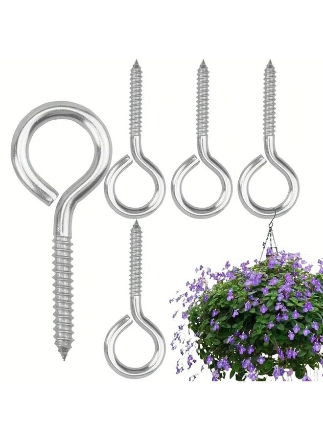 304 Stainless Steel Self Tapping Eye Screw Hooks 5pcs For Indoor Outdoor Wood - Image 1