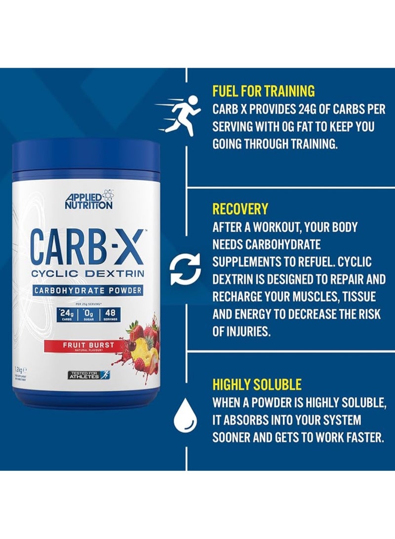 Applied Nutrition Carb X Highly Branched Cyclic Dextrin Carbohydrates, Intra & Post Workout Carbs Powder, Fuel Training & Recovery, Vegan, Gluten Free, Sugar Free, 1.2kg 48 Servings, Fruit Burst - Image 3