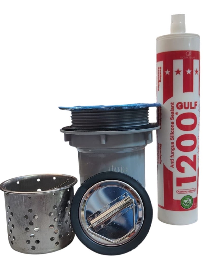Kitchen Sink Drain Kit With Stainless Steel Strainer & Silicone Sealant – Anti-Fungus, Leak-Proof Design  - Image 2