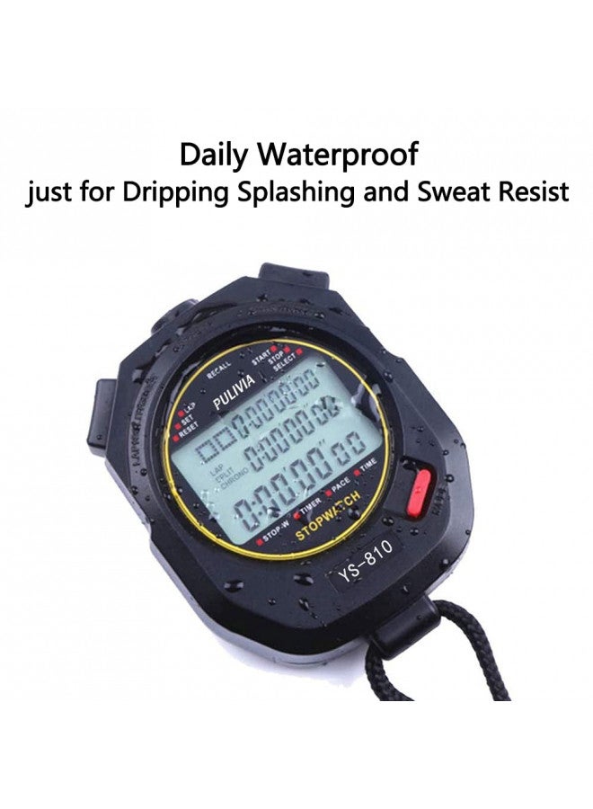 PULIVIA Sports Stopwatch Timer 10 Lap Split Memory Digital Stopwatch, Countdown Timer Pace Mode 12/24 Hour Clock Calendar with Alarm, 3 Rows Display Large Screen Water Resistant Battery Included - Image 5